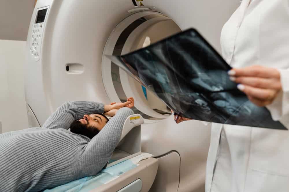 Patient undergoing CT angiography procedure
