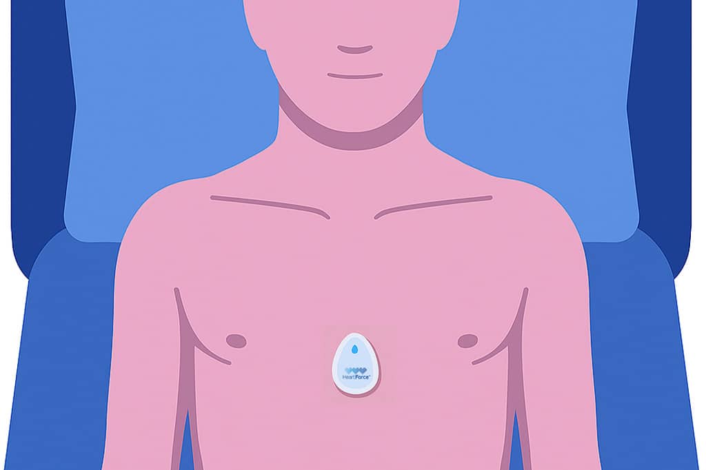 CardioClin device placement on patient's sternum