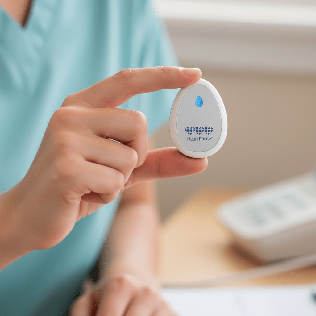 HCP holding HeartForce CardioClin CAD risk screening medical device