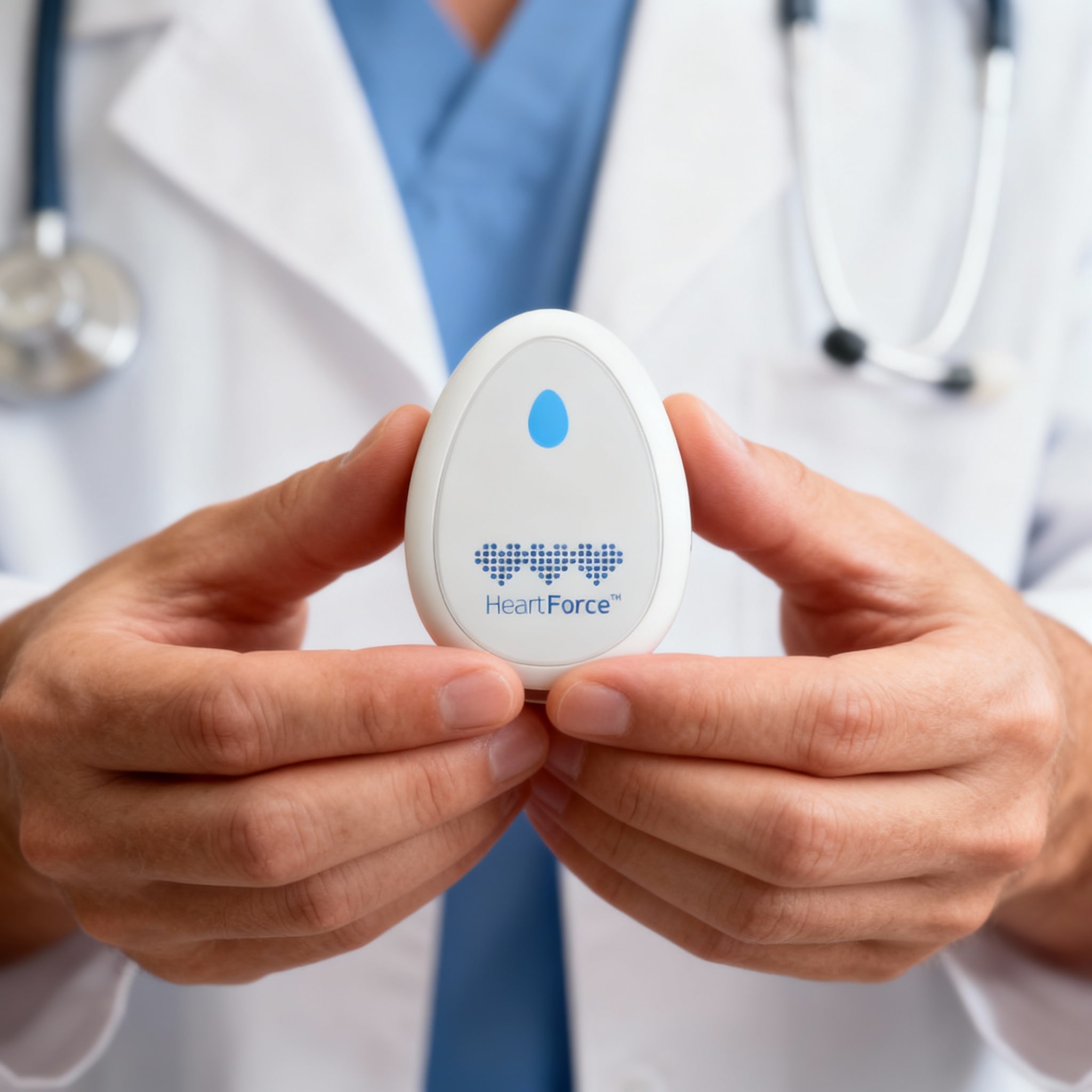 Doctor holding CardioClin - HeartForce medical device